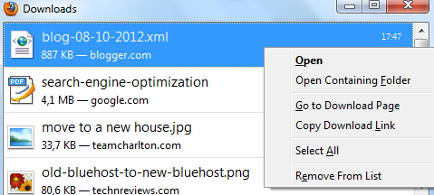 Backup dalam file .xml