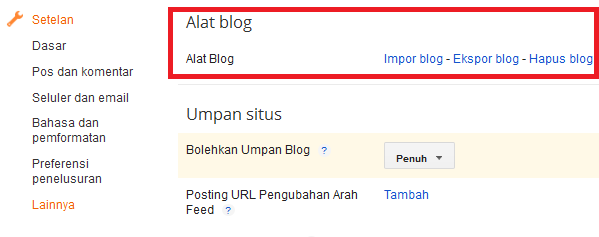 SETELAN LAINNYA ALAT BLOG