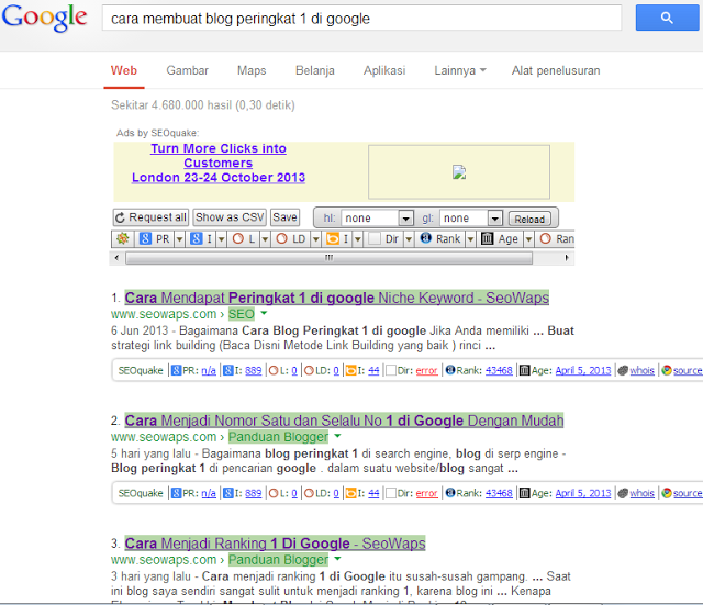 Cara blog menjadi Ranking 1 di Google