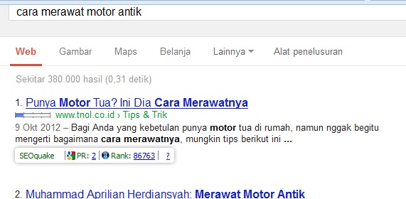 contoh hasil pencarian di mesin pencari