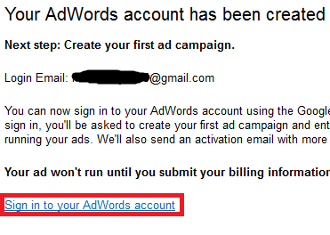 akun adwords anda sudah selesai