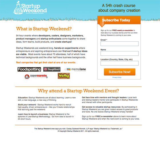 Contoh lain dari landing page yang menarik perhatian pengunjung